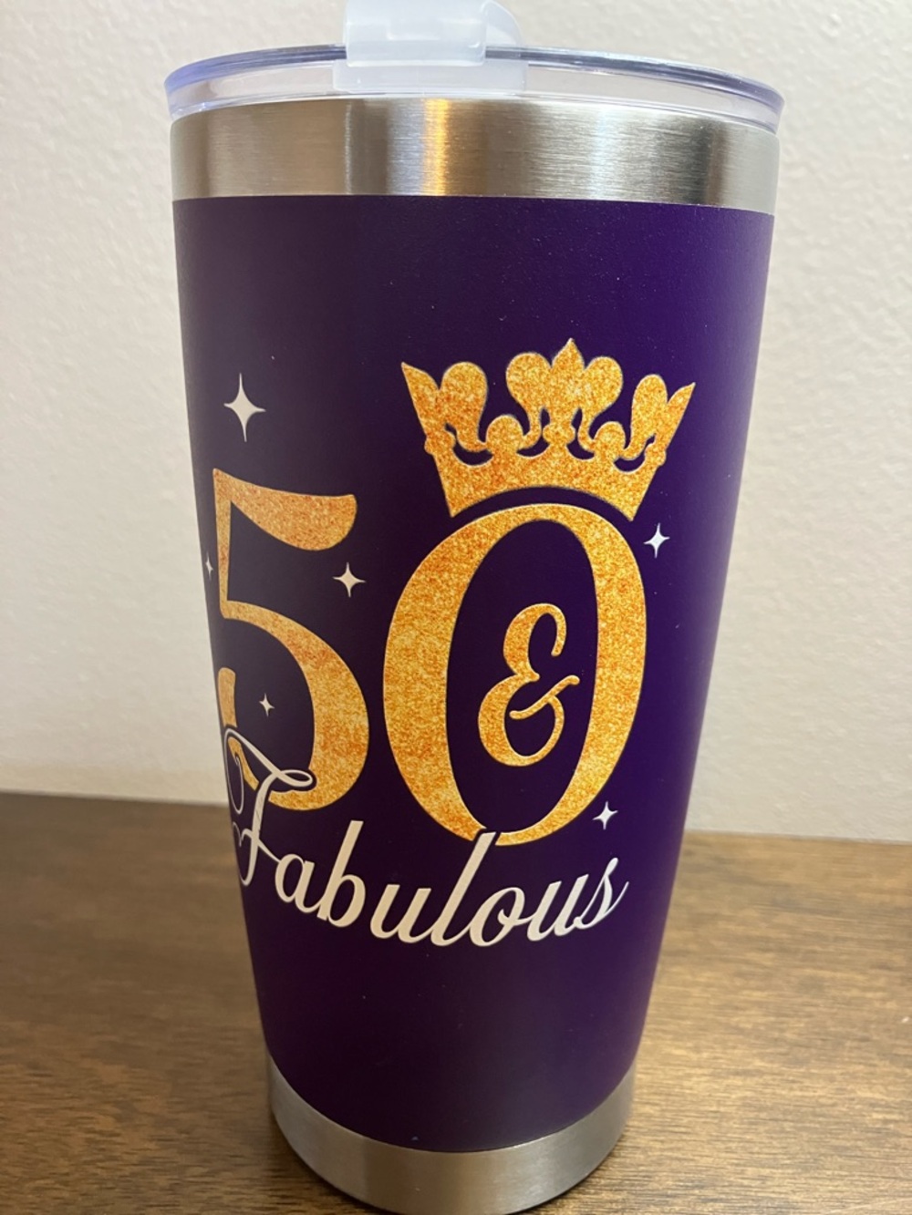 50 & Fabulous Purple Glitter Tumbler
